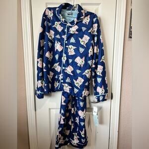 Star Wars Yoda boys long sleeve pajama size L 12/14 NWT Blue